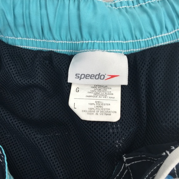 Speedo Lg Blue Knee High Board Shorts Swim Trunks - Picture 3 of 5
